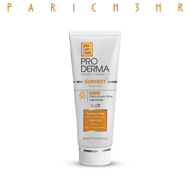 کرم ضدآفتاب SPF50 فاقد چربی بژروشن پرودرما